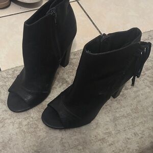 Express Black Heeled Peep-Toe Boots
